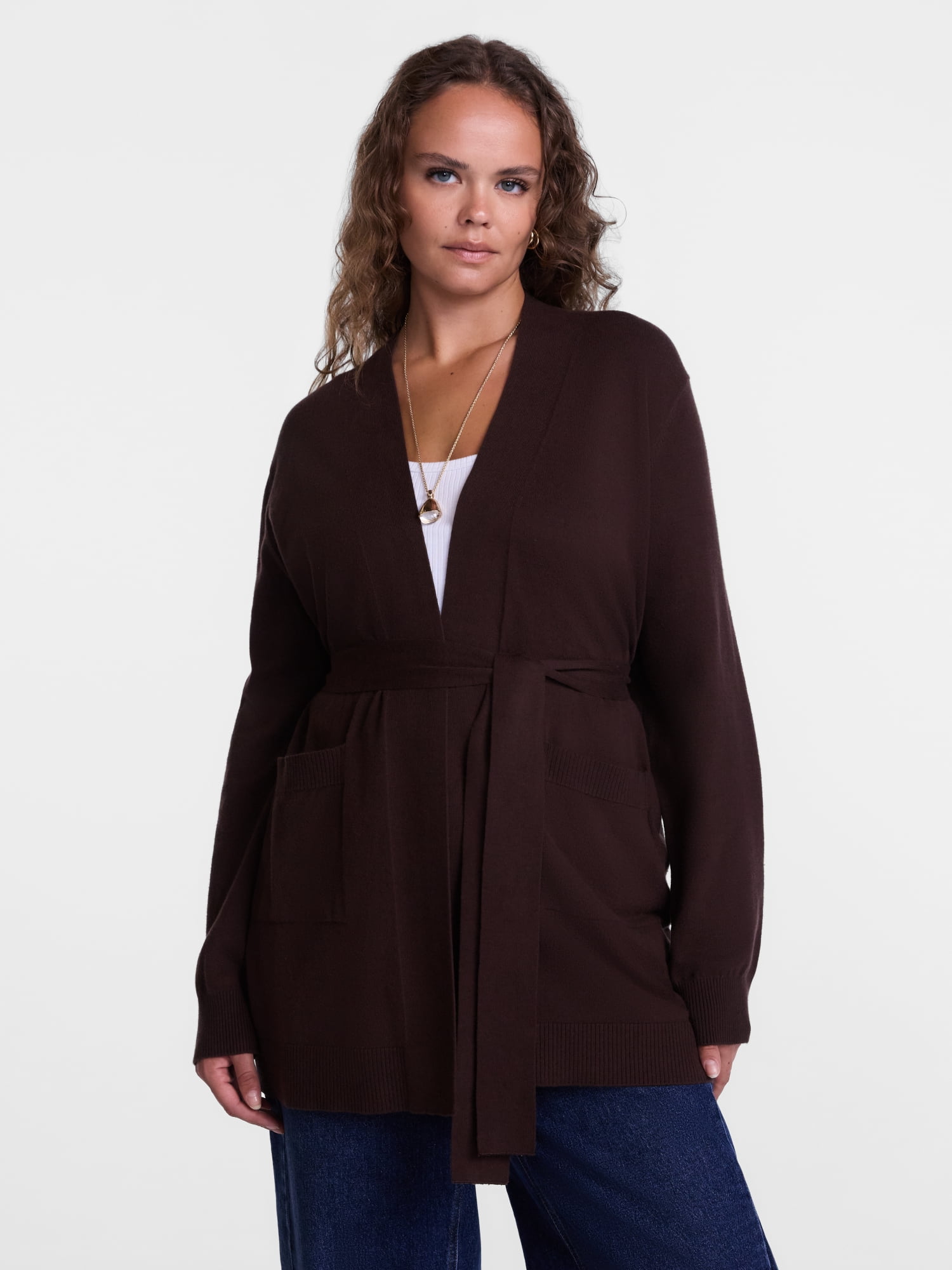 Scenario Women's Belted Lightweight Cardigan, Sizes XS-XXXL