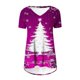 thumbnail image 5 of Camiseta Impresa con Cuello en V de Manga de Raglan de la Parte Trasera Larga Delantera Corta de las Mujeres de Navidad, Vacaciones Informales, 5 of 5