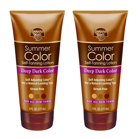 Banana Boat Summer Color Sunless Lotion, Deep Dark Color, 6 Oz (Pack of 2) + Yes to Coconuts Moisturizing Single Use (Best Hair Dye To Use On Dark Hair)