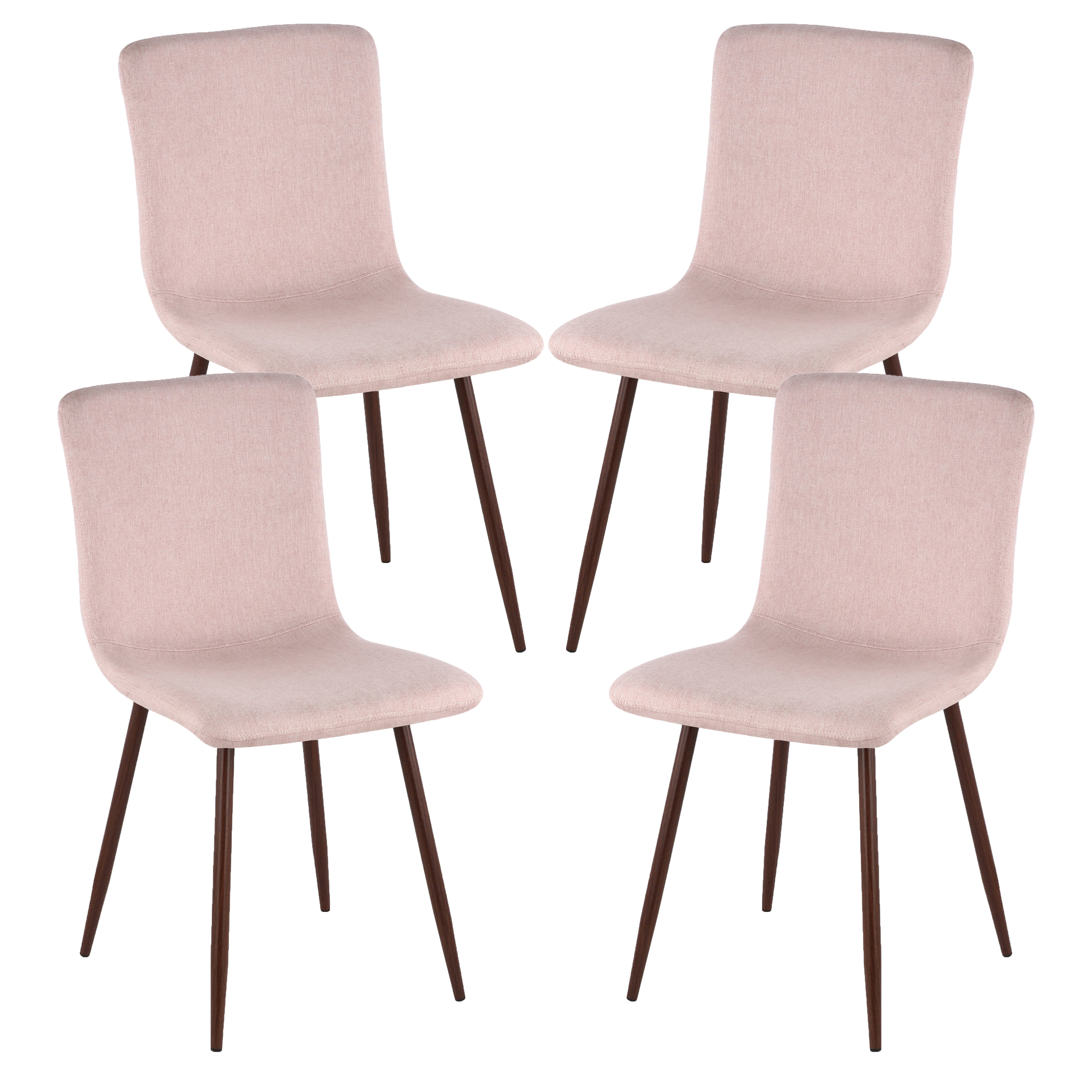 Edgemod Wadsworth Dining Chair with Walnut Legs in Pink (Set of 4)
