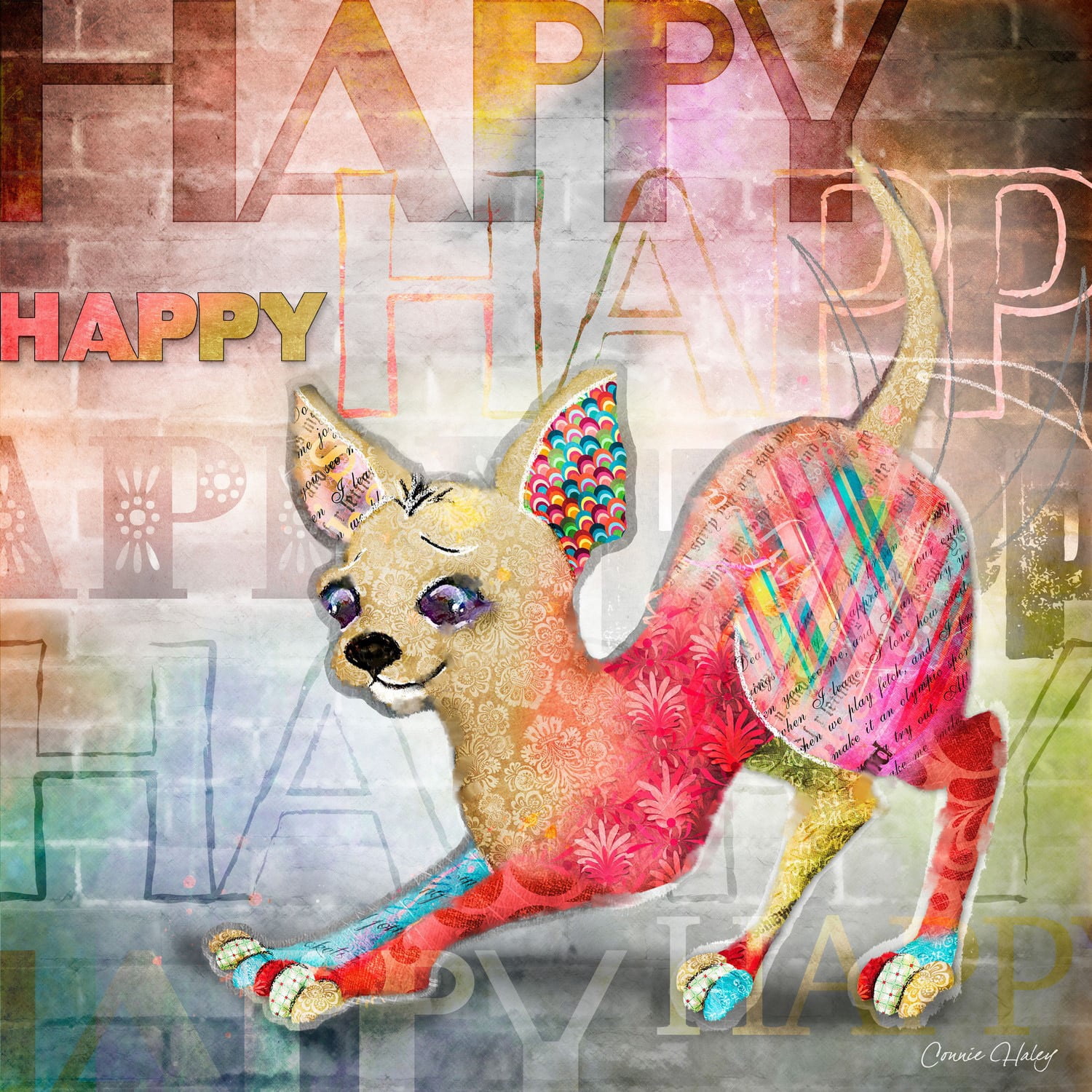 Marmont Hill "Happy" by Connie Haley Painting Print on Wrapped Canvas