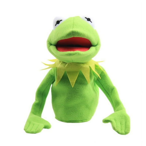 Muñeco de mano de rana divertido, mochila escolar, juguete de peluche de rana verde, muñeco de mano grande, accesorios de actuación con ventrículo