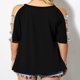 thumbnail image 3 of Fiudx Tops para Mujer Moda Mujer Verano Manga Corta Sin Tirantes Estampados Tops Camiseta Suelta, 3 of 5
