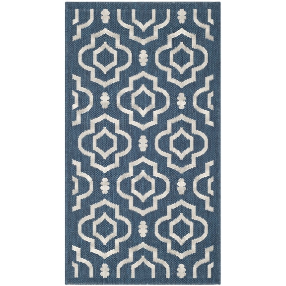 Safavieh Courtyard Lavern Geometric Indoor/Outdoor Area Rug, Navy/Beige, 2'7" x 5'