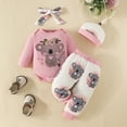 thumbnail image 2 of Bysome Toddler Girls Outfit Set Long Sleeve Cartoon Animal Print Tops Pants 4Pcs Outfits For Children Kids Long Sleeve Crew Neck Cute Print Girl 2 Pieces Clothes Set Red Size 9-12 Months, 2 of 6