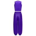 thumbnail image 2 of TiaoBug Kids Boys Arabian Prince Outfits Sleeveless Vest Gold Braid Waistcoat with Satiny Bloomers Pants Set Purple 8, 2 of 7