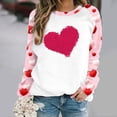 thumbnail image 2 of VALMASS Chandails en Molleton à Col Rond pour Femmes, Manches Raglan, Mode Décontractée, Imprimé Cœur, Blouses (TG, H Rose), 2 of 4
