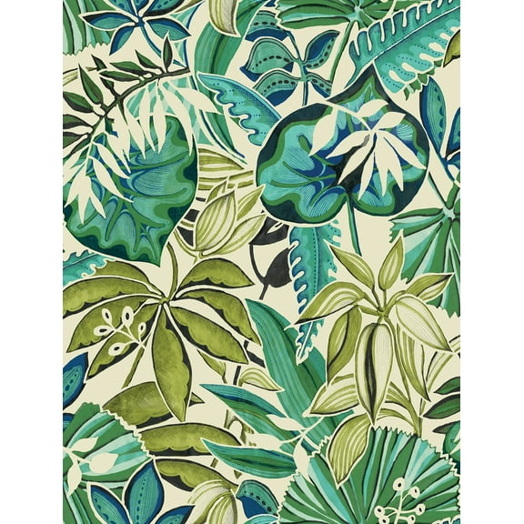 Caroline et Bettina Turquoise Feuilles Peel & Stick Wallpaper