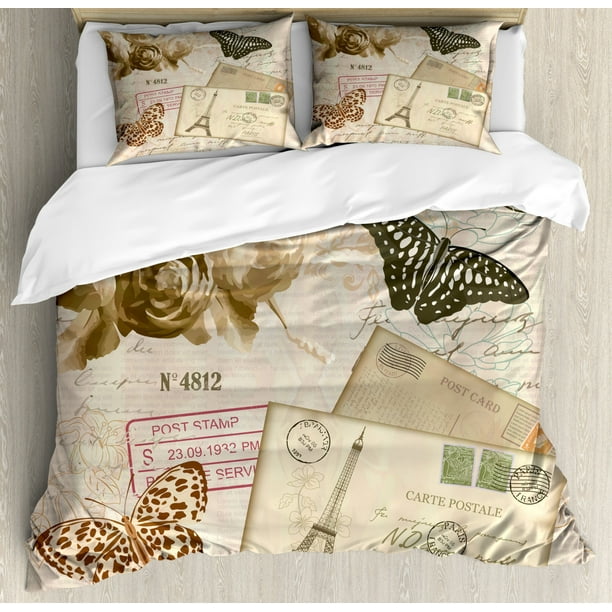 European Duvet Cover Set Old Vintage Retro Style Lettering With