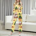 thumbnail image 2 of Tnhcen Women's Button Front Collared Neck Christmas Print Long Sleeve Pajama Set Soft Stretchy Sleepwear Loungewear Cozy Home Outfit S-2XL Plus Sizes Pjs for Women, 2 of 9