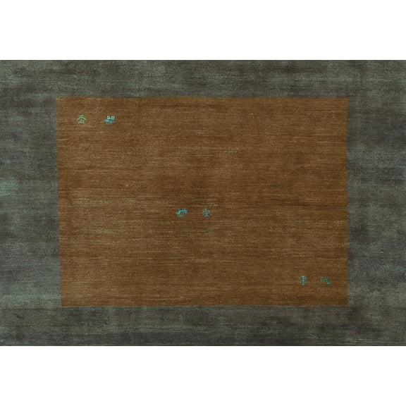 Ahgly Company Machine Washable Indoor Rectangle Abstract Turquoise Blue Contemporary Area Rugs, 5' x 7'