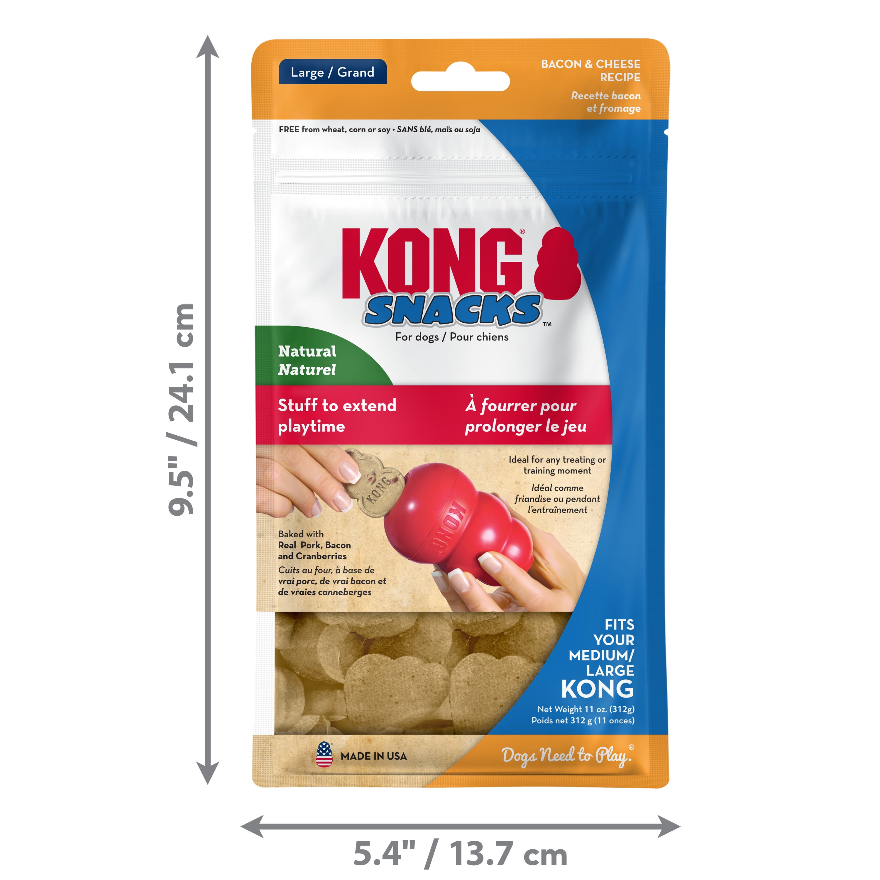 KONG® Snacks Natural Dog Treats, Bacon and Cheese, Large
