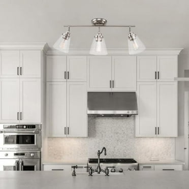 3-Light Brushed Nickel Track Lighting with Clear Glass Shades