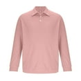 thumbnail image 6 of Txeol Long Sleeve Polo Shirt for Men Solid Color Lapel V Neck T Shirts Casual Fall Fashion Pullovers,Pink,XL, 6 of 7