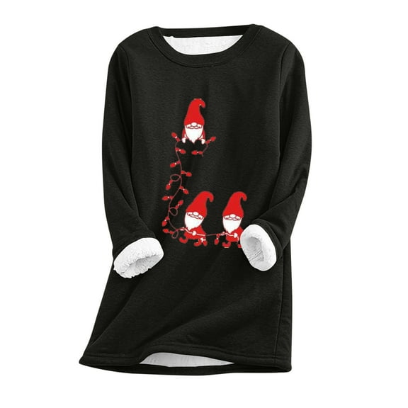Dyegold Fleece Lined Sweatshirt Women Deals Winter Ladies Shirts Warm Casual Fluffy Teen Girls Pullover Fleece Christmas Gifts Thick Loungewear Graphic Undershirt Sweatshirt Sherpa Lined Tops