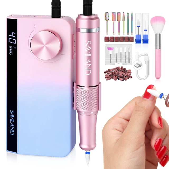 Taladro de uñas eléctrico SAVILAND portátil 40000 RPM con brocas
