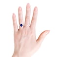 thumbnail image 4 of ANGARA Lab Grown 3.3 Ct Blue Sapphire Floral Engagement Ring for Women in 14K Rose Gold (Size-10x8mm) | September Birthstone, Anniversary, Jewelry Gift for Women | Lab-Grown Blue Sapphire Ring, 4 of 8