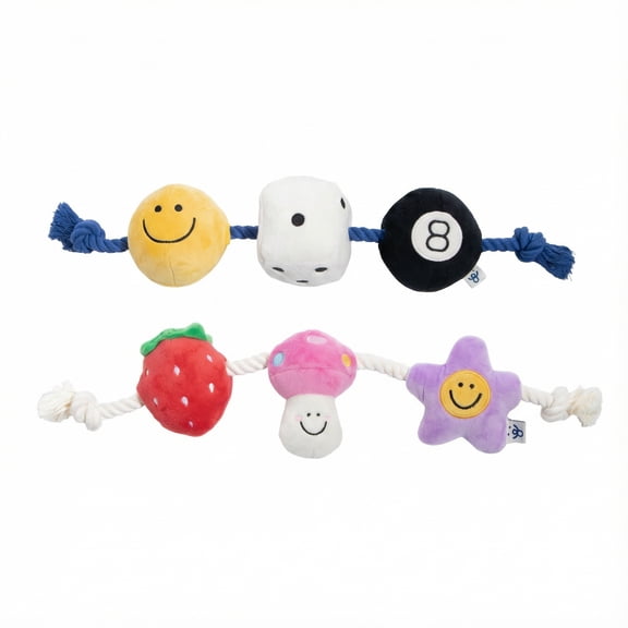 Oodles Durable Lucky and Fruit Plush Dog Toy Set, Multicolored, One Size