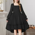 thumbnail image 2 of ManxiVoo Girls Flared Sleeve Ruffle Hem Jumpsuit for Spring Fall Fashion Comfort Wear 110 Size Black, 2 of 7