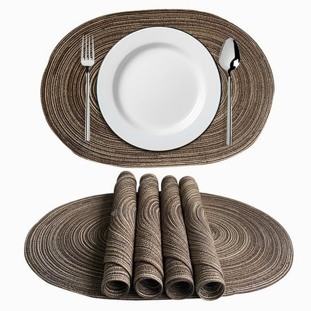 

Esaierr Anti-Hot Pot Mat Hand Knitting Mat Home Creative Decorative Mat Curry Brown19.7*13.8inch