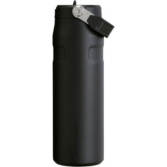 Bouteille d'Eau IceFlow Flip Straw 2.0 24 oz / Paille Intégrée pour Voyage et Sports / Légère et Résistante aux Fuites / Acier Inoxydable Isolé / Sans BPA / Noir 2.0