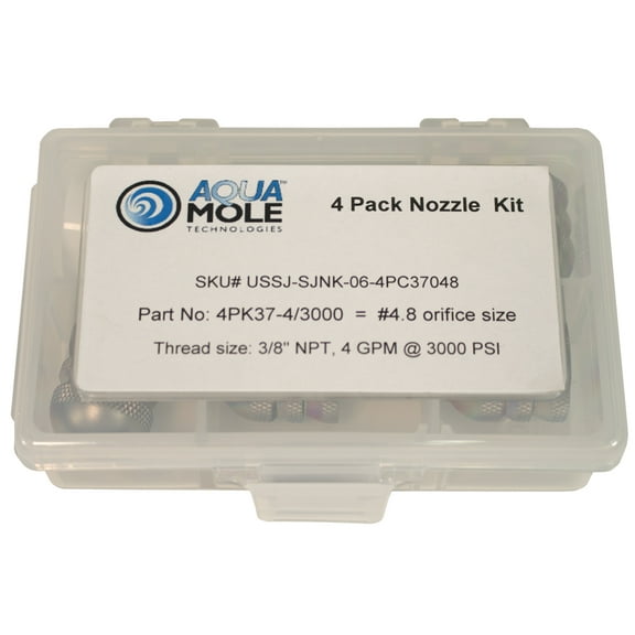 Aqua Mole (4) Pack 3/8" NPT Button Nose Sewer Jetter Nozzle 3000 PSI 4.8 Orifice