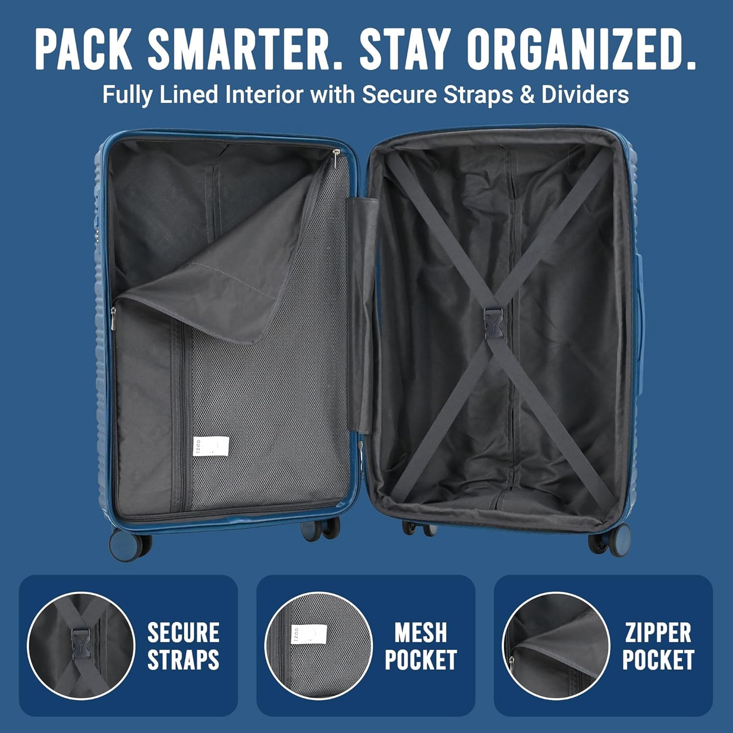 Romeo 20 Inch Carry-On Expandable Hardside Luggage, Bliss Blue