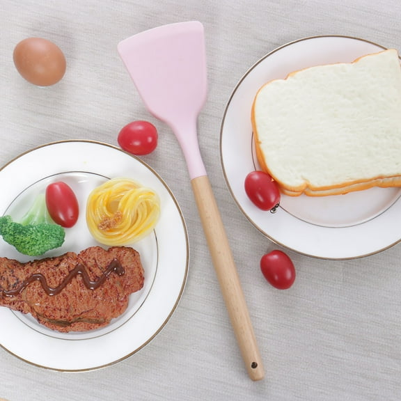 Unique Bargains Kitchen Cooking Silicone Turner Spatula Heat Resistant Scraper Mixing Baking Utensils Pink