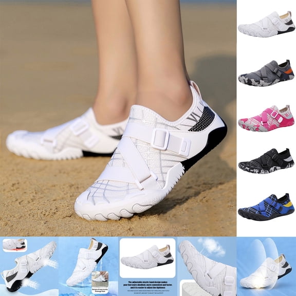 Water Shoes for Women Men Quick Dry Hiking Beach Barefoot Boat Footwear Outdoor Activities Lightweight Slip On Unisex Aqua Shoe White 36