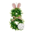 thumbnail image 3 of Corona de Pascua para puerta de entrada. Corona en forma de conejito con orejas y lazo. Letrero de bienvenida. Blanco, 3 of 9