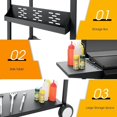 thumbnail image 4 of 3 Burner BBQ Gas Griddle with Hood, 25.6 Inch Stainless Steel Portable Detachable Propane Griddle, 45,000 BTU Flat Top Grill with Side Shelves for Camping Tailgating, Black, 4 of 13
