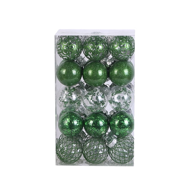 Yuarrent 30 unids/set bolas de Navidad ingredientes seguros textura de alta gama adornos reutilizables para árbol de Navidad Kits de decoración para fiestas Verde