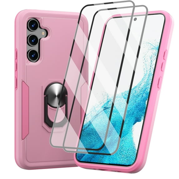 Xhy Samsung Galaxy A54 5G Case with Screen Protector and Magnetic Ring Kickstand Military Grade Double Layer Drop Protection Rugged Detachable for Galaxy A54 5G Phone - Pink