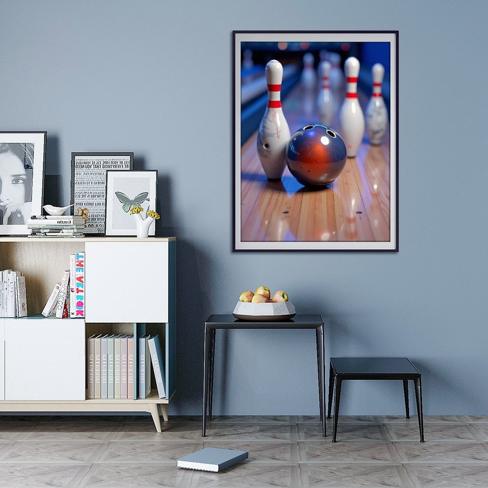 Diamond Art Kits for Adults - Classic Bowling Print No.10 5D Frameless Dimond Painting Kit for Adults Beginner, Round Diamond Kits for Home Wall Decor, Gift for Women