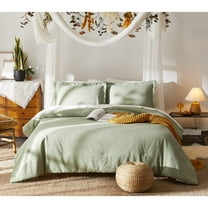 MMZP Twin Comforter Set, Bed in a Bag Sage Green 5-Pieces, Botanical Pattern, All Season Comfortable Seersucker Bedding with Comforter, Sheets, Pillowcase & Shams (Twin, 66"x86")