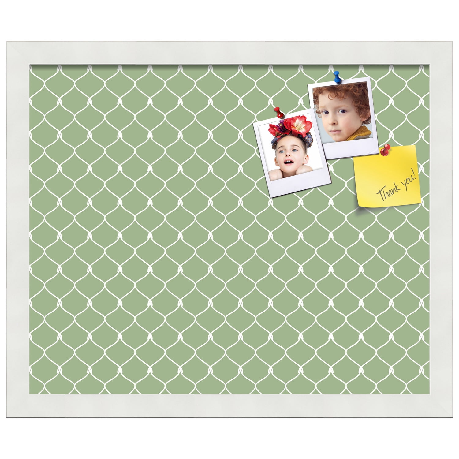PinPix 17x14 Custom Cork Bulletin Board Green Chain Poster Board Has a Fabric Style Canvas Finish, Framed in Green Chain, by ArtToFrames (PinPix-572)