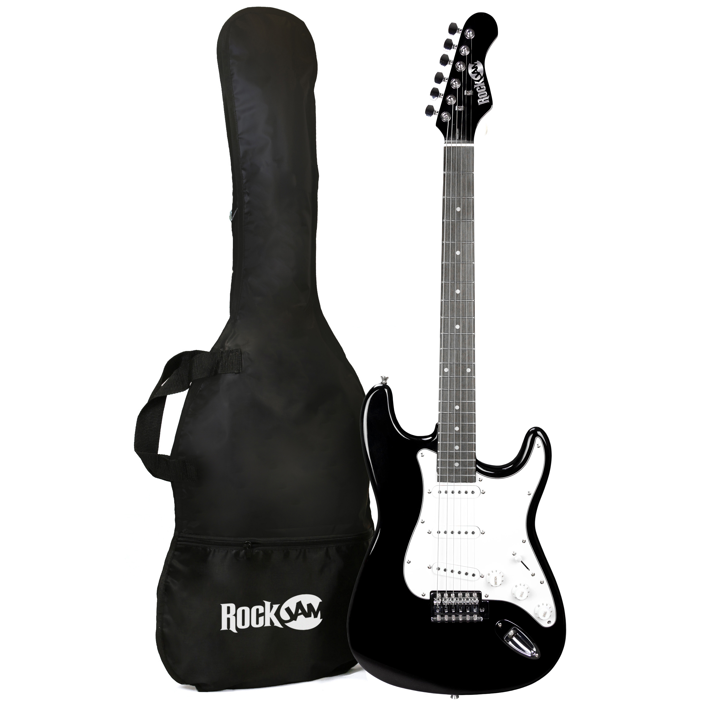 RockJam Right-Handed Solid Body Electric Guitar Black