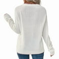 thumbnail image 5 of Women Y2K Knit Sweater Crew Neck Long Sleeve Knitted Pullover Oversized Contrast Trim Knitwear Cream White L, 5 of 8