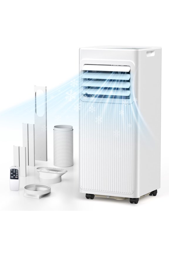 10,000 BTU Portable Air Conditioner - Cools 450 Sq.Ft, 4-in-1 AC/Dehumidifier/Fan, Quiet & Energy Efficient, with Remote, 24H Timer, Easy Installation - Perfect for Bedroom, Office, Apartment