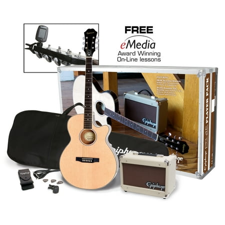 Epiphone PR-4E Acoustic/Electric Player Pack with Guitar Amp, Gig Bag, Tuner, DVD and