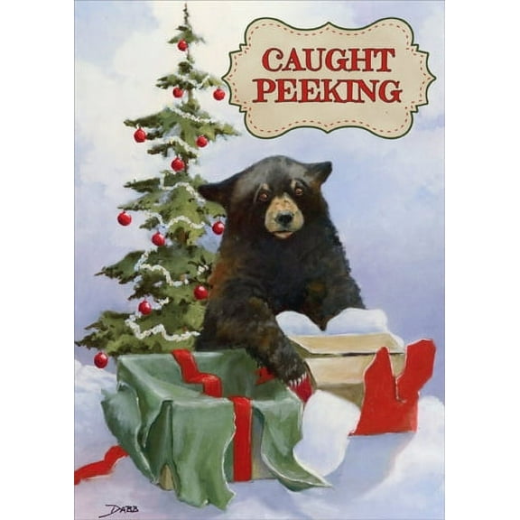 LPG Greetings Caught Peeking Bear: Keith Dabb Christmas Card (1 card/1 envelope)