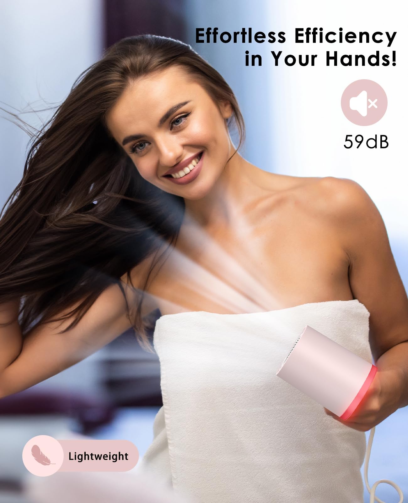 OSOU Hair Dryer, High Speed Fast Drying Hair Dryers, Negative Ionic Portable Blow Dryer with 110000 RPM Motor, Lightweight Low Noise Thermo-Control Hairdryer with Nozzle for Home, Travel