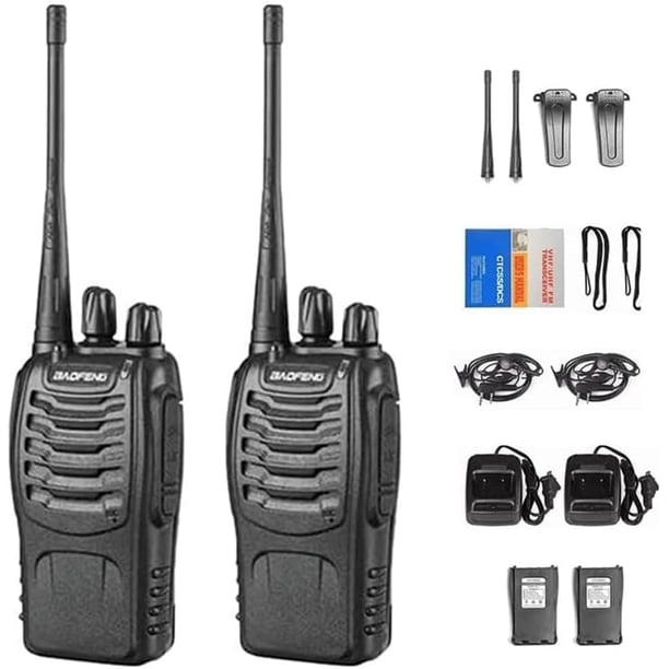 Walkie Talkie, Radios de Comunicacion, Walkie Talkie Recargable con Auriculares y Altavoces. Radios de Comunicacion Largo Alcance, para Logística y Almacenaje, Hostelería, Montañismo, Etc (2 piezas)