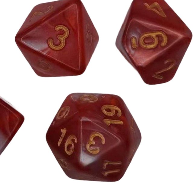 7 Pieces Polyhedral Dices Set Durable d10 d12 Board Game Props for Card Game Cafe Red White