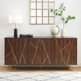 thumbnail image 2 of EDYO LIVING 63" Sideboard Storage Cabinet 3-Door Credenza Wide Buffet Cabinet for Living Room, Dining Room, Dark Walnut, 2 of 7