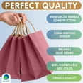 thumbnail image 3 of Bolsas de papel kraft moradas con asas, 8 x 4.75 x 10.5 pulgadas. Paquete de 25 bolsas de compras plegables, 150 GSM. Bolsas de regalo de papel kraft con asas. Ideal para recuerdos de boda y regalos, 3 of 7