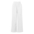 thumbnail image 7 of QLEICOM Womens Slacks Women's Relaxed Fit Straight Leg Pants Solid Cotton Linen Drawstring Elastic Waist Long Wide Leg Pants Work Cargo Casual Pants Wide Leg Pants Relaxed Fit Trousers White XXL, 7 of 7