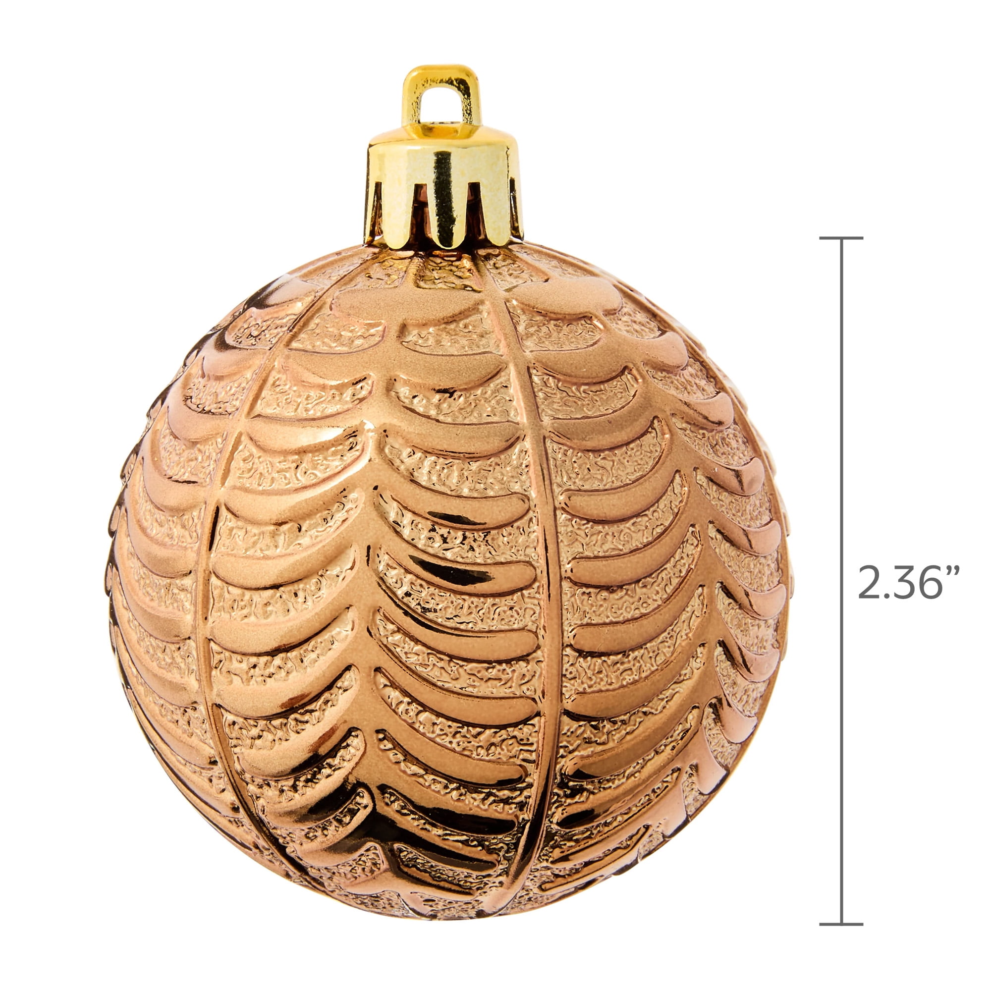 24-Count Brown, Bronze, and Champagne Shatterproof Multi-Textured Christmas Ornaments, 2.36 in, by Holiday Time