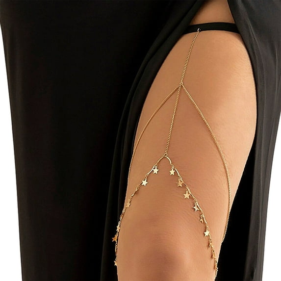Opolski Thigh Chain Faux Crystal Fake Pearl Star Shell Love Heart Charm Elastic Band Bohemia Sexy Summer Beach Body Chain