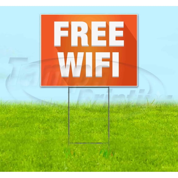 Free Wifi (18" x 24") Yard Sign, Includes Metal Step Stake